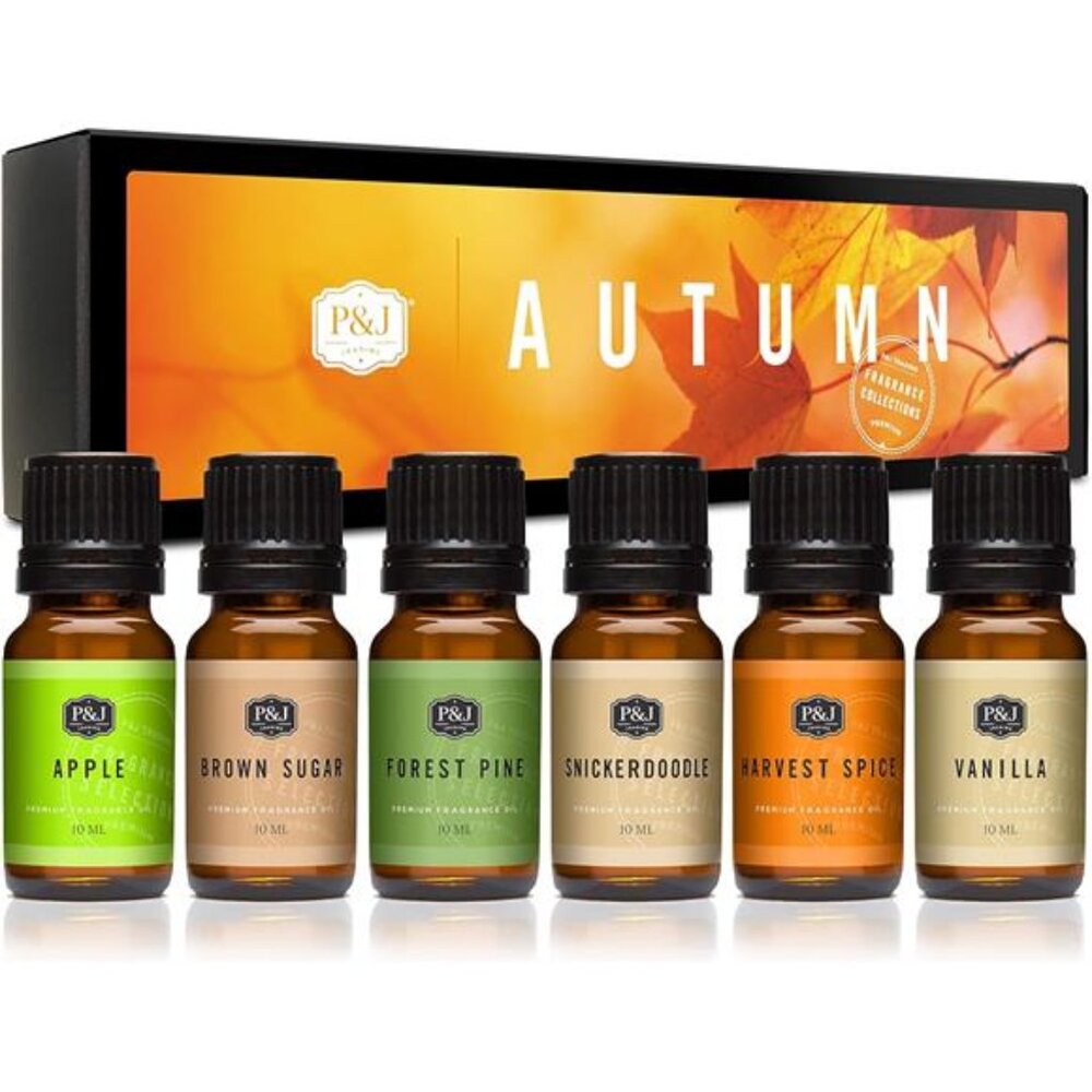 Autumn Fragrance Oil Set: Brown Sugar, Apple, Spice, Vanilla,‎ Pine, Snickerdood
